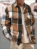 Fashionable And Simple Men's Long Sleeve Casual Lapel Simple Plaid Shirt, Trendy And Versatile, Suitable For Dates, For Social Occasions And Appointments, For Summer Spring Fall streatozone