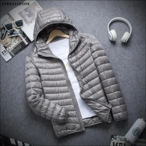 New Brand Autumn Winter Light Down Jacket Men's Fashion Hooded Short Large Ultra-thin Lightweight Youth Slim Coat Down Jackets streatozone