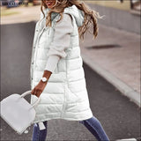 Long with Hood Outdoor Vest Down Women's Jacket Quilted Coat Sleeveless Jacket Winter Light Weight Sweaters streatozone